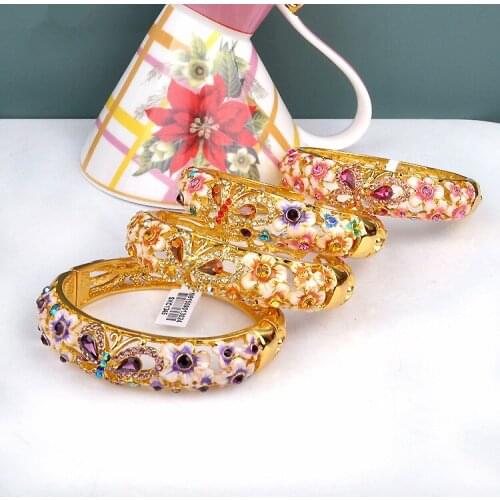 Cloisonne bracelet national wind hollow out the enamel 18KGP jewelry 1PCS