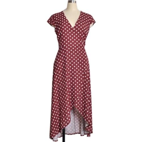 Dress Women 2021 Sexy Maxi Long New V-neck Wave Chiffon Leisure Simia Split Beach Dresses Vestidos Dropshipping LY7611