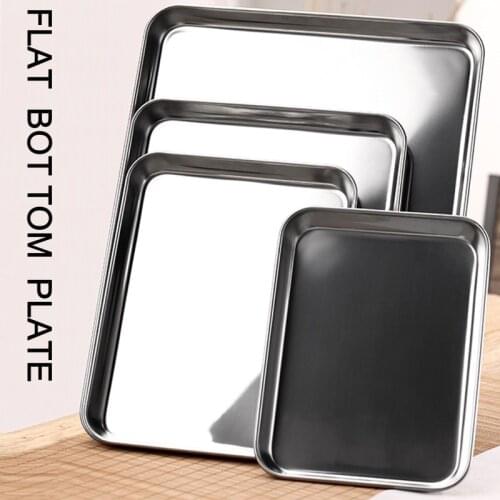 Cake Baking Pastry Storage Trays Stainless Steel Steamed Sausage Dish Rectangle Fruit Plate Restaurant Hotel Bread Loaf Pans
