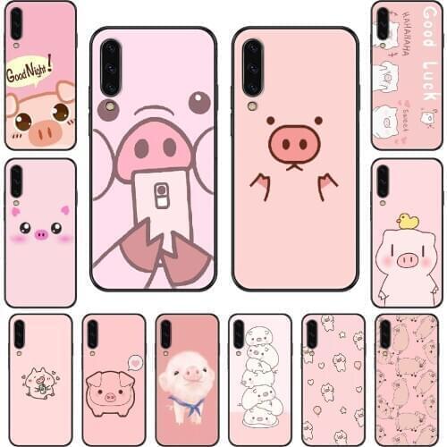 Pink Couples Cartoon Cute Pig Phone case For Samsung Galaxy A 3 5 8 9 10 20 30 40 50 70 E S Plus 2016 2017 2018 2019 black tpu