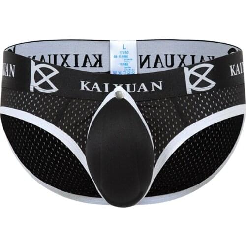 Sexy Men Briefs Male Gay Penis Pouch Underwear Back Open Front Removable Jockstraps Mens Front Enlarge Enhancing Sponge Cup Pad