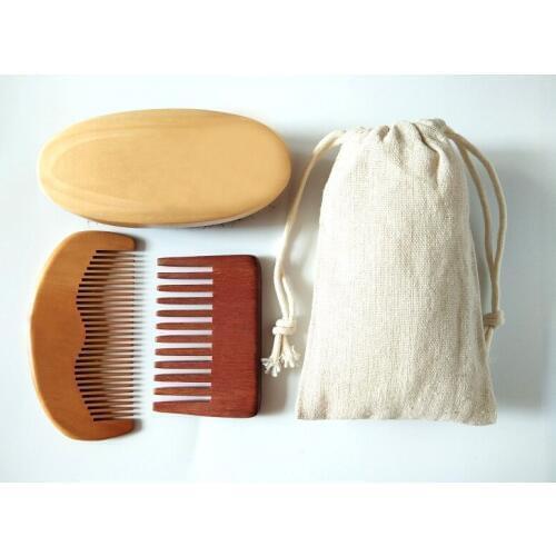 Boar Bristle Beard Brush&Red Handmade Wide/Fine Tooth Comb For Men Bear Care Gift Mustache/Hair Brush Can Engrave Logo
