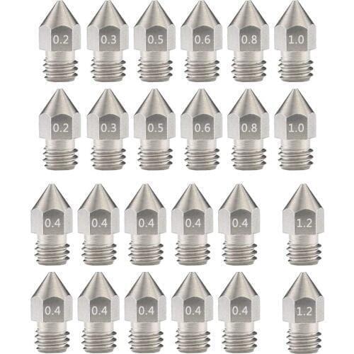 Stainless Steel Nozzle Ender 3 MK8 0.4mm CR10 for 3D Printer Creality CR-10 CR10 Ender 3 5 Anet A8 0.2mm 0.3mm 0.4mm 0.5mm 0.6mm