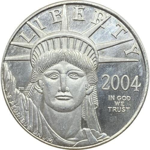 United States Of America 2004 Year Statue of Liberty 100 Dollars Eagle Bullion Coinage Plated Silver Copy Commemorative Coins