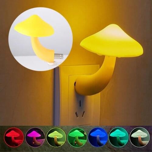 LED Night Lights Mushroom Shape Automatic Sensor Bathroom Stairs Bedroom Bedside Lamps Light-control Sensor Decorative Lights