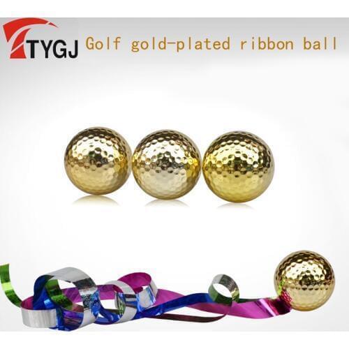TTYGJ New Golf Single Layer (Exercise) 80-90 Ribbon Ball Special for Opening Ceremony Gift Gold Plated Ball Gold Course Kickoff