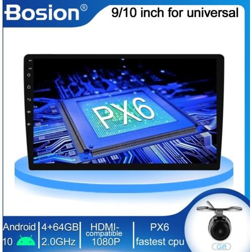 PX6 4G+64G 10.1 inch 1 DIN universal Android 10.0 Car Audio GPS Radio Video Player Stereo Auto BT Head unit with wifi usb sd SWC