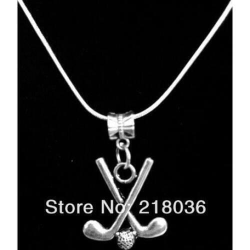 Vintage Silver Field Hockey Necklace Pendants Charms Statement SNAKE CHAIN Collar Choker For Women Jewelry Friendship Gift