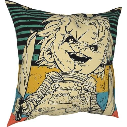 Chucky Hate People Vintage Halloween Pillowcase Soft Polyester Cushion Cover Decorations Pillow Case Cover Chair Zipper 45*45cm