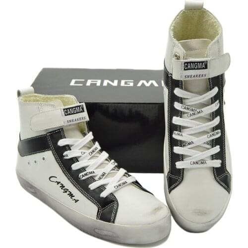 CANGMA Italian Designer Brand Women Sneaker Womans Autumn White High Top Sneakers Genuine Leather Shoes Female 2021