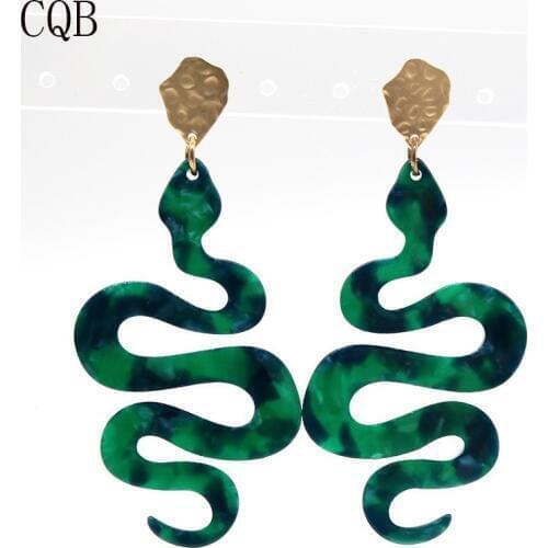 Earrings 2021 for women acrylic snake long geometric resin fashion dangle korean boho green neon the new jewelry cc wholesale