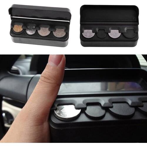 1Pc Auto Car Portable Plastic Coin Holder Change Storage Box Case Container Holder Black car styling auto Car accessories