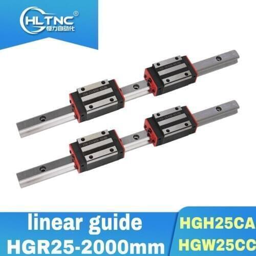 25mm linear rail 2000mm HGH25 2pc and linear rail kit HGH25CA /HGW25CC 4pcs for CNC router