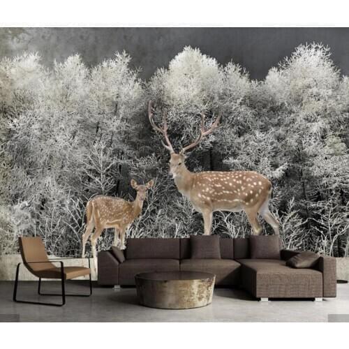 3d ELK Snow Forest Wallpaper Mural for Living Room Bedroom Sofa TV Background Wall Covering 3d Photo Wallpaper Nature Murals