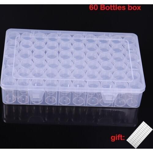 60 Bottles Box Transparent Container Case Diamond Painting Accessories Diamond Embroidery Beads Storage Box Organizer Tools