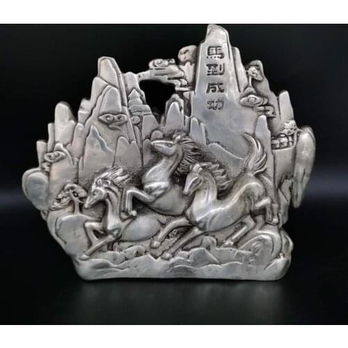 Antique Chinease Qing Dynasty Ma to success silver statue /sculpture,Handicrafts,best collection&adornment, Free shipping