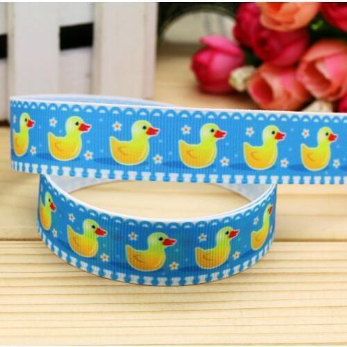 7/8'' Free shipping duck printed grosgrain ribbon hairbow headwear party decoration diy wholesale OEM 22mm P5811