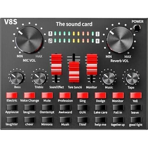 Bluetooth Professional Live Streaming Sound Card USB o Interface Mixer DJ Sound for Recording Microphone Guitar