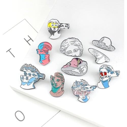 Art Enamel Brooch Pins Figure Sculpture Classic Badge Lapel Pin Jewelry Gift Cartoon Characters Dislocation Creativity Brooch