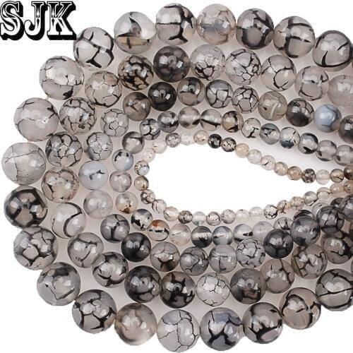 Beads Natural Stone Black Dragon Vein Agates Beads 4 6 8 10 12mm Loose Beads DIY for Jewelry Making Accessories Free Shipping