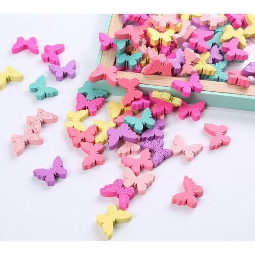 New 25MM Natural Wood Butterfly Spacer Loose Beads DIY Baby Pacifier Dummy Teether Jewelry Making Toy Bead Accessories
