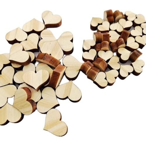 100pcs 7mm Wooden Heart Slices Discs Crafts Decor for DIY Arts & Crafts Projects, Embellishment for Wedding,Christmas Ornaments