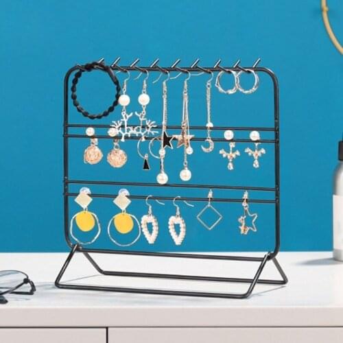 For Jewelry Storage Rack Hook Rings Wrought Iron Organizer Display Stand Holder Showcase Necklace Earrings Bedroom