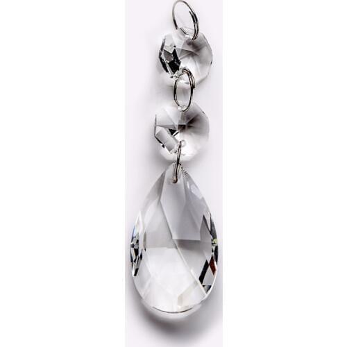 30pcs Faceted Clear Teardrop 38mm Crystal Glass Prisms With14mm Octagon Beads Hanging Crystal Garland Wedding Strand