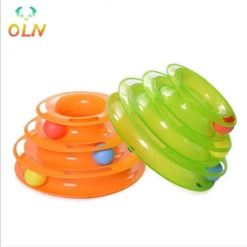 Pet Interactive Toy Cat Three-layer Turntable Pet Puzzle Play Track Tower Funny Cat Toys Ball Training Amusement Plate