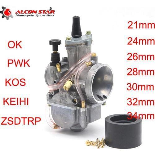Alconstar PWK 21mm 24mm 26mm 28mm 30mm 32mm 34mm For 2T 4T Moto Racing Carburetor Koso OKO Keihi With Power Jet