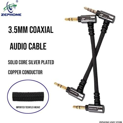 Zephone TZ-3 Coaxial Audio Cable 3.5mm to 3.5mm Silver Plated Copper - suited for L&P L5 Pro / FiiO X3K Digital Audio Player