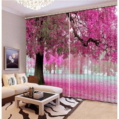 Beautiful Photo Curtains Drapes Maple leaf tree landscape Sheer Curtains For The Living Room Bedroom Ceiling Installation
