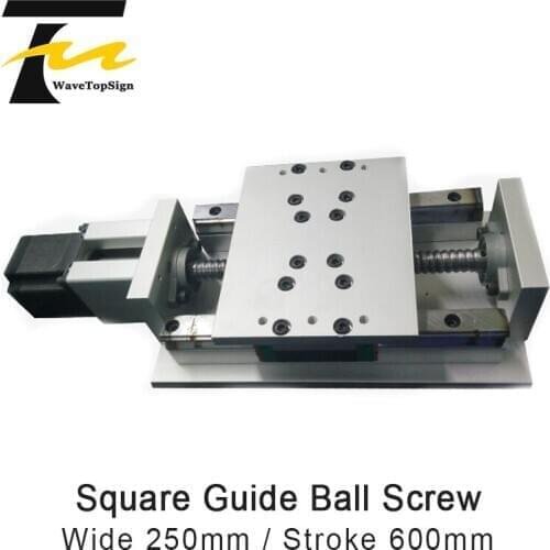 Square Guide Rail Ball Screw Guide HG25 Screw 20 Lead 10 Stroke 600mm 86 Motor Wide 250mm Stepper Motor Screw Cross Slide