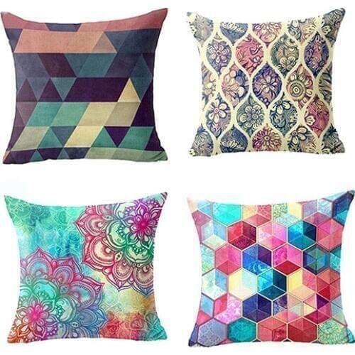 Geometric Pattern Linen Pillowcase Pillow Cover Square Store 48