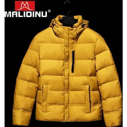 MALIDINU 2020 Men Down Coat Winter Thick Down Jacket Brand 70%White Duck Down European Size Down Coat Hooded Free Shipping
