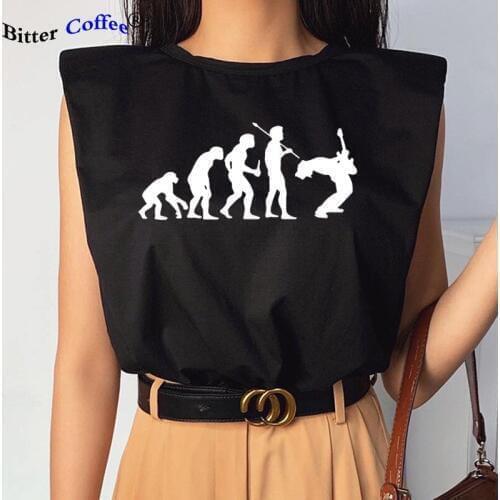 NEW Funny Guitarist T Shirt Evolution Of a Guitarist Music Rock Guitar Musician Band Metal Mens T-shirt Colors Women Cool Tees