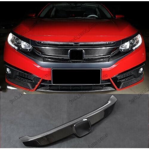 Real Carbon Fiber Front Center Grille Grill Cover Trim For Honda Civic 2016 2017 2018 2019