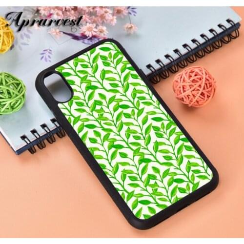 Aprarvest Watercolor Green Leaves Silicone Rubber Phone Case Cover For iPhone 6 6S 7 8 PLUS X XS XR 11 12 MINI PRO MAX