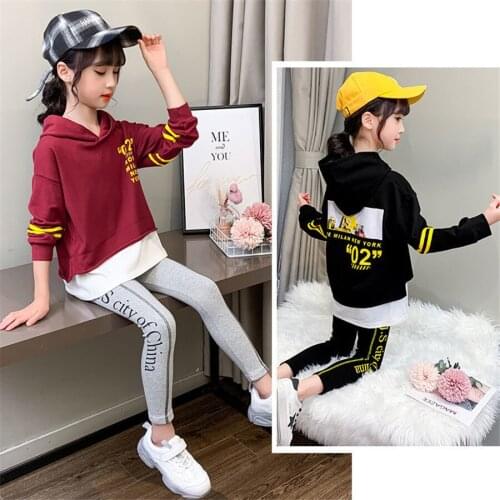 Girls Clothing Sweatshirt + Leggings Teenage Girls Clothing Patchwork Clothes Girl Spring Autumn Tracksuits For Children