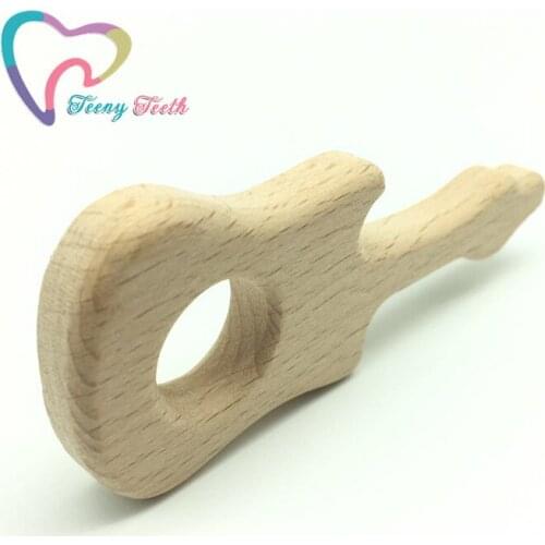 Teeny Teeth 10pcs Baby Teether Wooden Guitar Can Teether Toys DIY Crafts Montessori Toys Necklace/Bracelet Pendant
