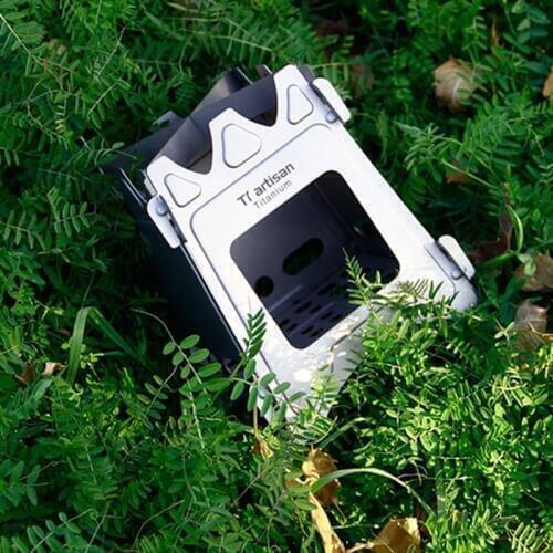 Tiartisan Titanium Wood Stove Ultraligh Portable Outdoor Camping Multi-Fuels Alcohol Stove BBQ Stove Can Be Removed WS009ST