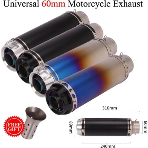 Universal 60mm Motorcycle Racing Exhaust Pipe Escape Silencer Modify Muffler DB Killer For MT-03 CBR500 GSR750 Ninja 250 KTM390