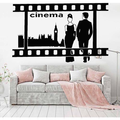 Film Wall Decal Cinema Strip TV Movie Media Room London Style Vinyl Wall Stickers Home Decor Living Room TV Background Z485