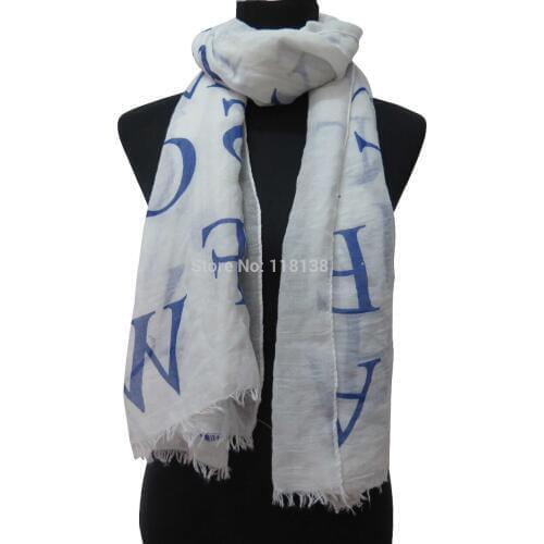 Letters Alphabet Print Womens Frayed Scarf Shawl Hijab Wrap TR Fabric, Free Shipping