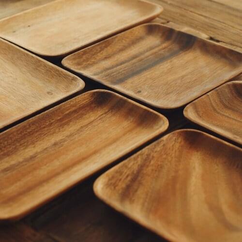 1Pc Acacia Wood Plate Rectangle Wooden Plate Fruit Snack Dessert Dinner Plate Japanese Sushi Plate Serving Dish Wood Tableware