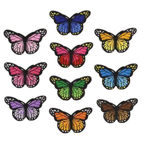 10Pcs/Set Sewing Embroidered Butterfly Patch Iron On Butterflies Patches Hotfix Motif Applique Clothes Sticker For Garment DIY