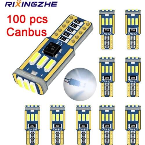 100pcs Car Canbus T10 W5W LED Blub Car Interior Reading Dome Lights 4014 9smd Auto Parking Lamp Wedge Tail Side Bulb No Error