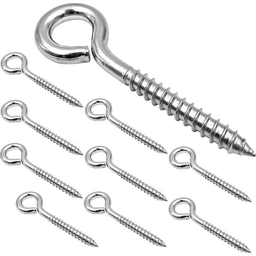 13 Pcs Heavy Duty Eye Hooks Screw, 3.2Inch 304 Stainless Steel Screw Eye Pin Hook, for Yoga & Brazilian Hammocks, DIY