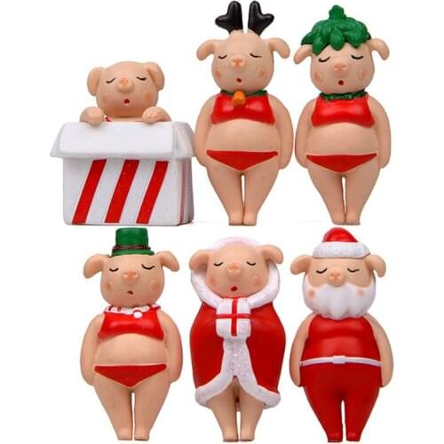 2-6cm Anime Christmas Model Bikini Jenny Pig Action Figures Home Decoration Dolls,6pcs/pack