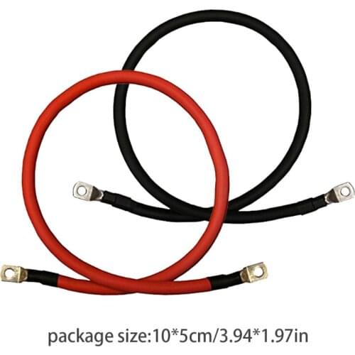 2Pcs Red + Black Inverter Cables 2 AWG Gauge Pure Copper Solar Marine Automotive Cables for Battery Inverters Parts